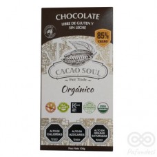 Chocolate Orgánico 85% Libre de Gluten y Sin Leche 100grs|Cacao Soul