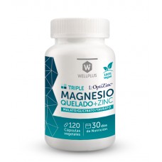 Magnesio Quelado Triple + Zinc 120cap Vegano |Wellplus